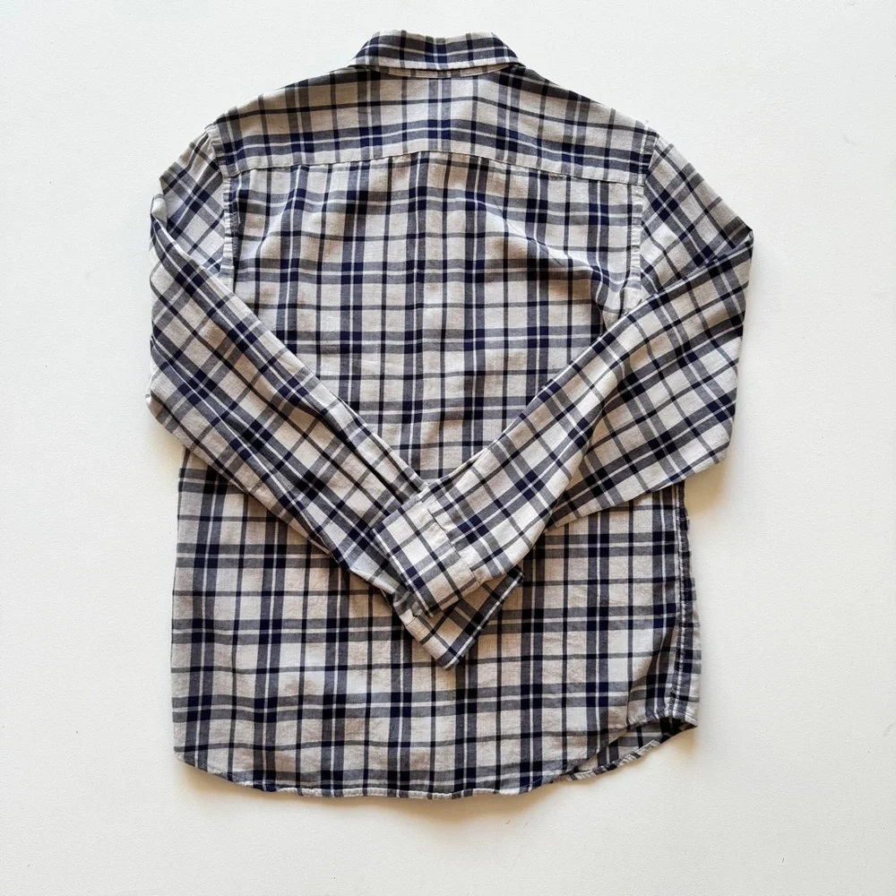 Banana Republic - Men's Plaid Button Down Shirt in Blue and Cream